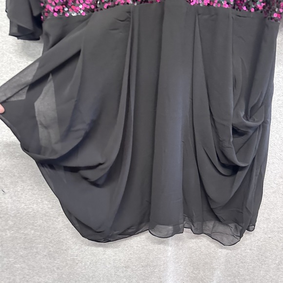 NWT City Chic Black Sheer Sequin Faux Wrap Party Cocktail Dress 24/XXL Holiday - Picture 6 of 14